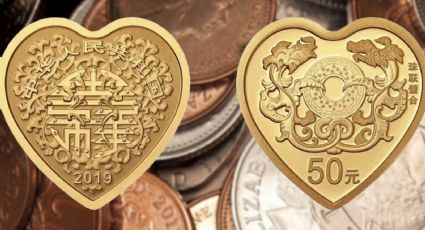 ¡Amor en forma de moneda! China presenta una nueva emisión con diseño de corazón