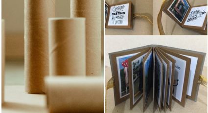 Empieza a guardar los rollos de cartón del papel higiénico: haz un mini álbum de fotos reciclado