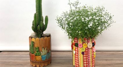 Solo necesitas un rollo de cinta adhesiva para crear una hermosa maceta DIY para plantas chiquitas