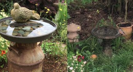 Con un montón de piedras apiladas, haz un hermoso baño para pájaros DIY que embellecerá tu jardín