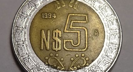 Coleccionistas atentos: esta moneda de 5 pesos de 1994 se vende por 15 mil pesos