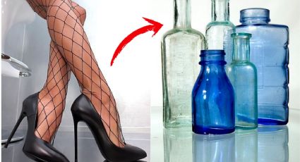 ¿Tienes una viejas medias de red? Con unas botellas de vidrio vas a hacer la decoración perfecta